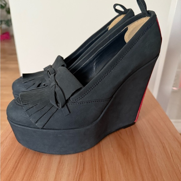 Thom Browne Shoes - Black Fleece Thom Browne x Brooks Brothers Mod Blue Suede Leather Wedge Loafers